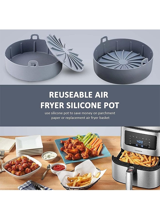 JCB CHIC وعاء سيليكون لا يقدر بثمن - ملحقات فرن مقلاة هوائية آمنة للطعام - فرن مقلاة هوائية سهل التنظيف - لا مزيد من التنظيف الشاق - سلة مقلاة هوائية قابلة لإعادة الاستخدام وآمنة للطعام، رمادية (16 سم) - Image 5