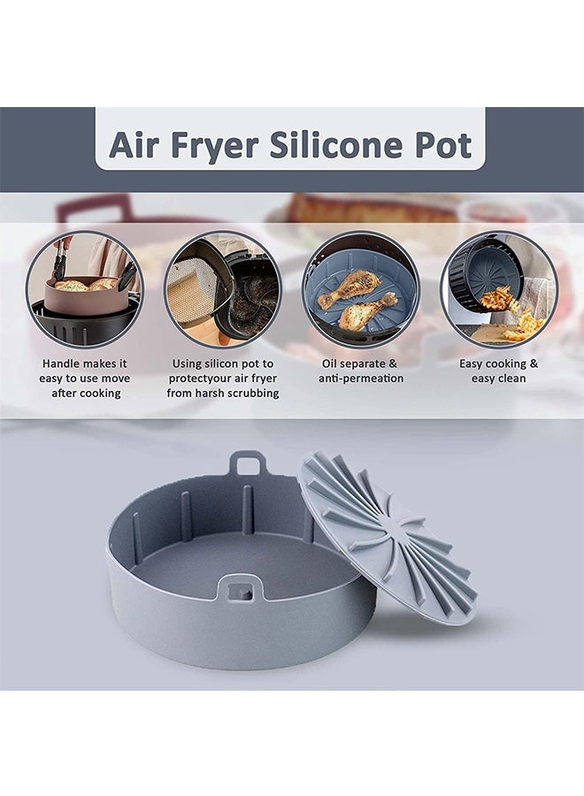 JCB CHIC وعاء سيليكون لا يقدر بثمن - ملحقات فرن مقلاة هوائية آمنة للطعام - فرن مقلاة هوائية سهل التنظيف - لا مزيد من التنظيف الشاق - سلة مقلاة هوائية قابلة لإعادة الاستخدام وآمنة للطعام، رمادية (16 سم) - Image 4
