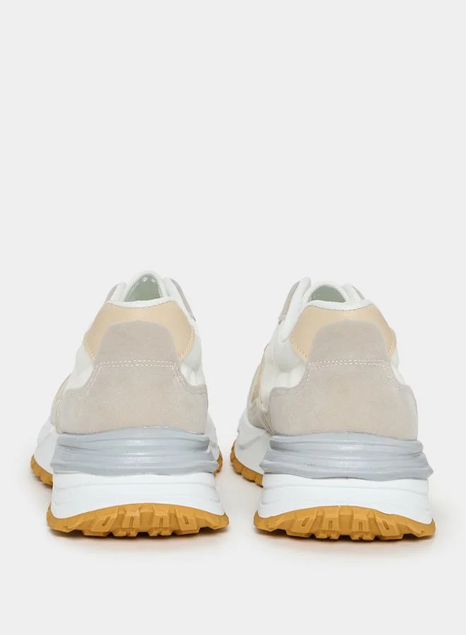 Styli Active Suede Block Patchwork Thick Sole Sneakers