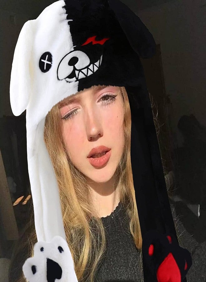 Kiditos Plush Ghost Hat with Moving Ears, Funny LED Bunny Cap for Women and Girls, Available in Black and White. - Image 4