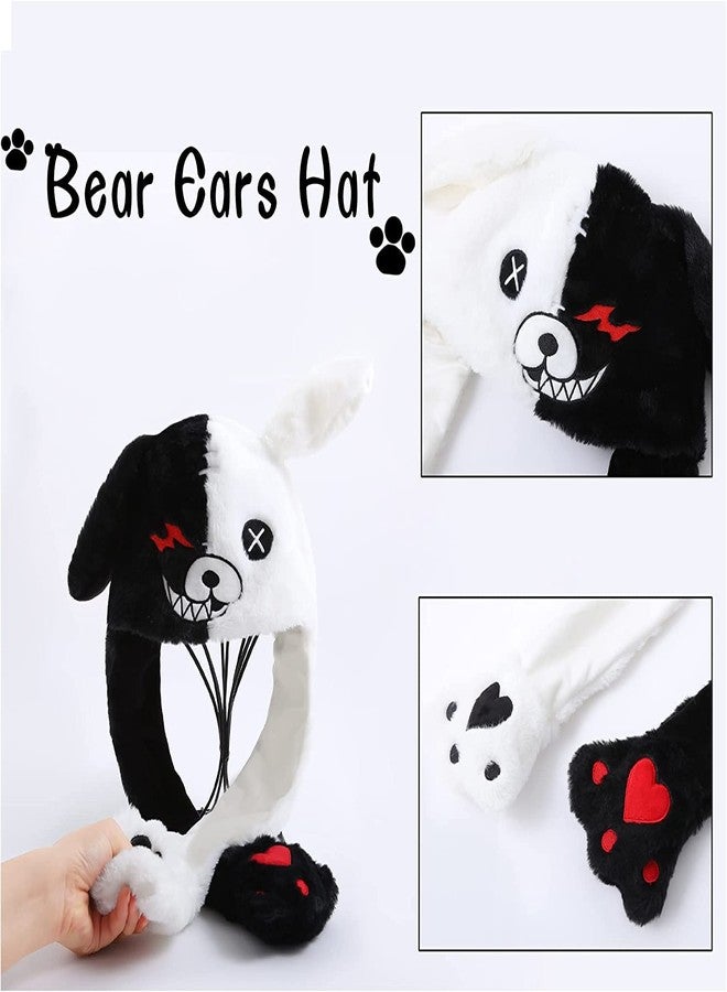 Kiditos Plush Ghost Hat with Moving Ears, Funny LED Bunny Cap for Women and Girls, Available in Black and White. - Image 2