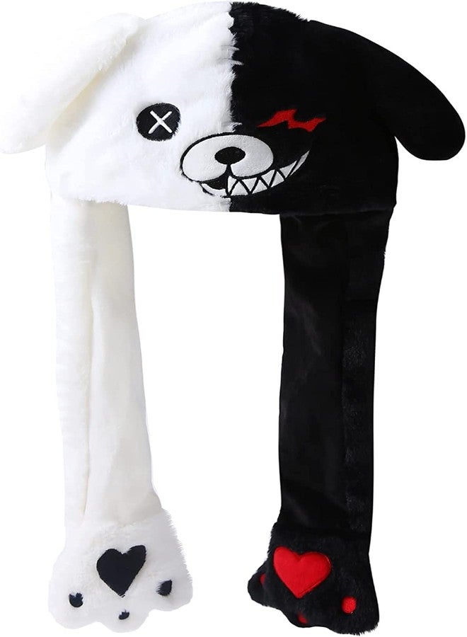 Kiditos Plush Ghost Hat with Moving Ears, Funny LED Bunny Cap for Women and Girls, Available in Black and White. - Image 1