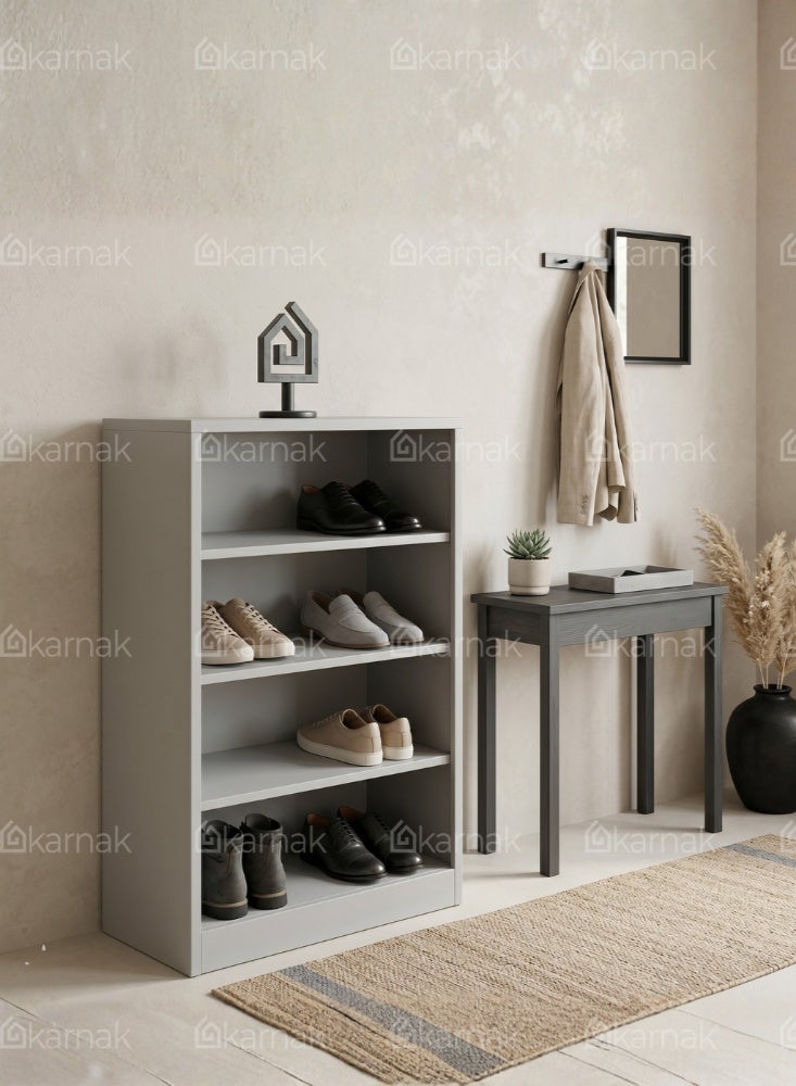 Karnak Cesily stainless steel Shoe Rack | Open Door Shoe Organizer with 4 Shelf Shoe Cabinet | Free-Standing Showcases Shoe Cabinet | shoe Storage Rack for Home & Entryway Furniture (Grey) - Image 5