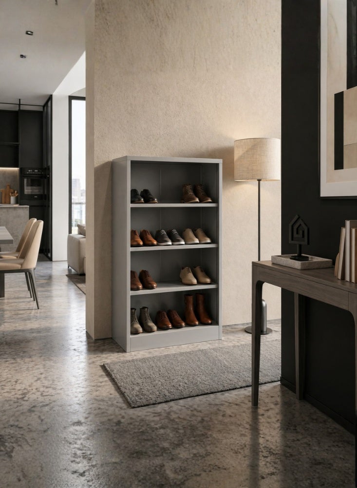 Karnak Cesily stainless steel Shoe Rack | Open Door Shoe Organizer with 4 Shelf Shoe Cabinet | Free-Standing Showcases Shoe Cabinet | shoe Storage Rack for Home & Entryway Furniture (Grey) - Image 1
