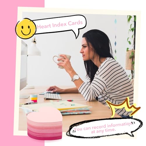 MSHUNKEJI 300 Pcs Index Card Heart Shaped Note Cards Blank Index Cards 3x3 Pink Note Cards Colors Study Cards Blank Business Cards Colorful Cardstock Greeting Cards For School Learning Office Game - Image 5