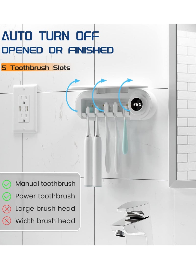 SYOSI Toothbrush Sanitizer - UVToothbrush Sanitizer and Holder - 5 Toothbrush Slots & Timing Function - Cordless Wall Mounted Toothbrushsterlilizer Tooth Brushcleaner for Bathroom - Image 4