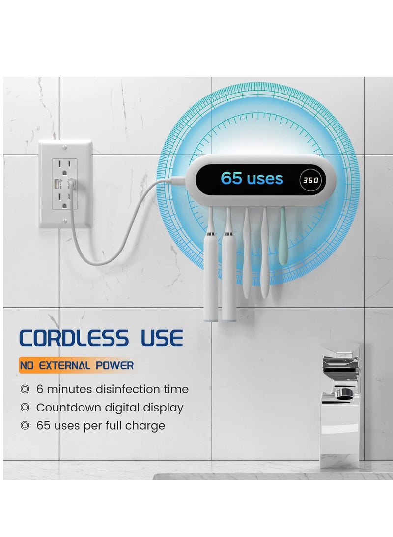 SYOSI Toothbrush Sanitizer - UVToothbrush Sanitizer and Holder - 5 Toothbrush Slots & Timing Function - Cordless Wall Mounted Toothbrushsterlilizer Tooth Brushcleaner for Bathroom - Image 3