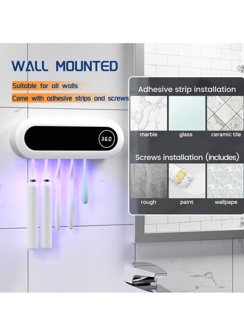 SYOSI Toothbrush Sanitizer - UVToothbrush Sanitizer and Holder - 5 Toothbrush Slots & Timing Function - Cordless Wall Mounted Toothbrushsterlilizer Tooth Brushcleaner for Bathroom - Image 5