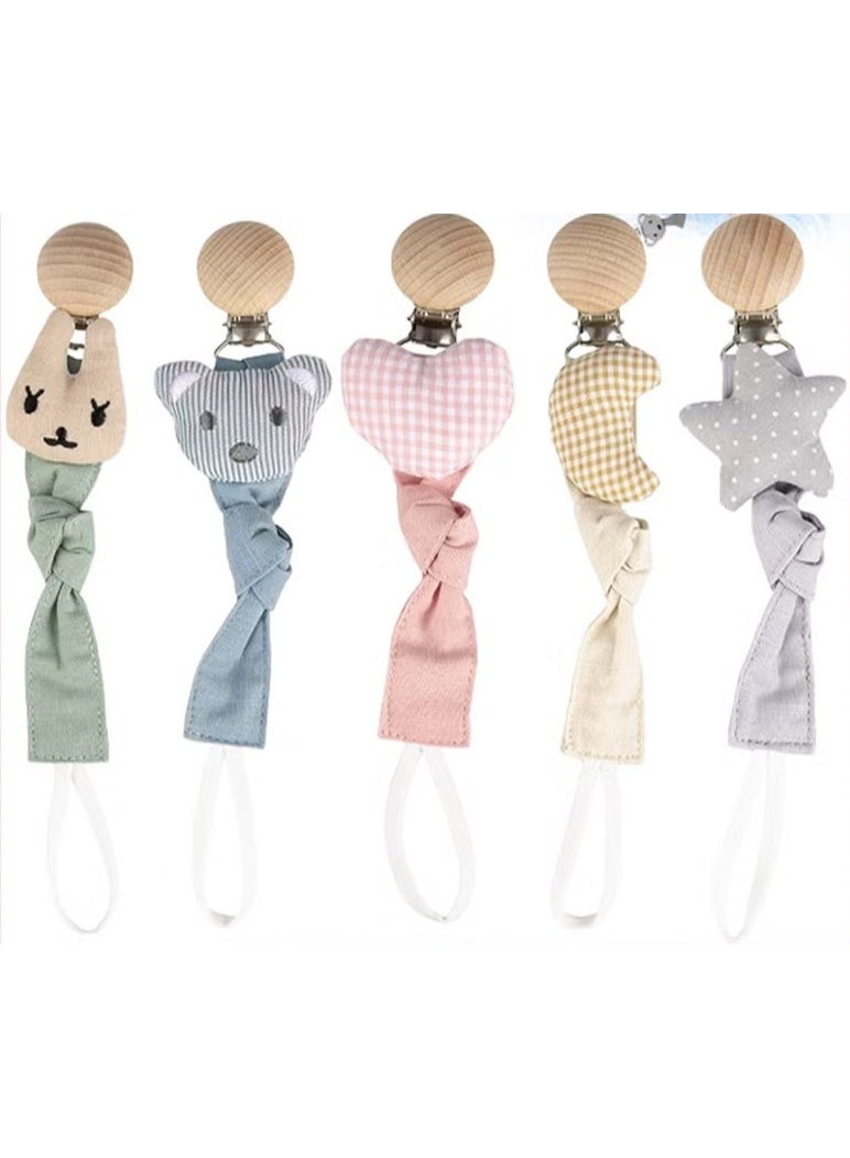 مجموعة من 5 قطع من مشابك اللهاية للأطفال، لعبة عضاضة لتخفيف التسنين، حامل لهاية مهدئ، خرزات مضغ، مجموعة هدايا استحمام للأطفال الصغار، الأولاد والبنات - Image 1