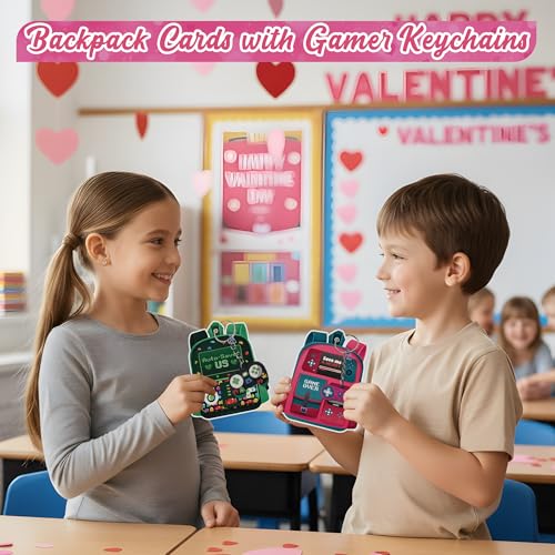 4E's Novelty 4Es Novelty 30 Pack Video Game Valentines Cards with Gamer Keychain Valentines Gifts for Kids Classroom Exchange Valentine Day Cards for Kids School Bulk Set for Boys Girls - Image 5