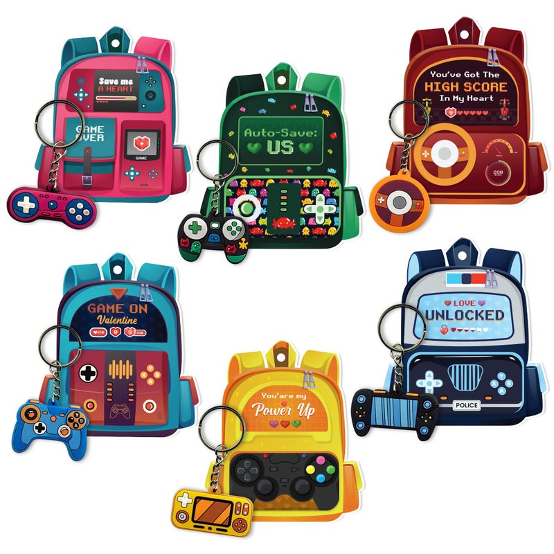4E's Novelty 4Es Novelty 30 Pack Video Game Valentines Cards with Gamer Keychain Valentines Gifts for Kids Classroom Exchange Valentine Day Cards for Kids School Bulk Set for Boys Girls - Image 3