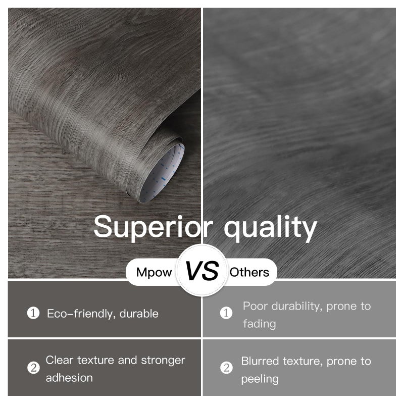 Ismoon 17.7"x118" Wood Wallpaper Grey Wood Peel and Stick Wallpaper Gray Wood Contact Paper Self Adhesive Wallpaper Wood Grain Faux Furniture Film Roll Desk Table Wall Cabinet Shelf Draw Liner - Image 3