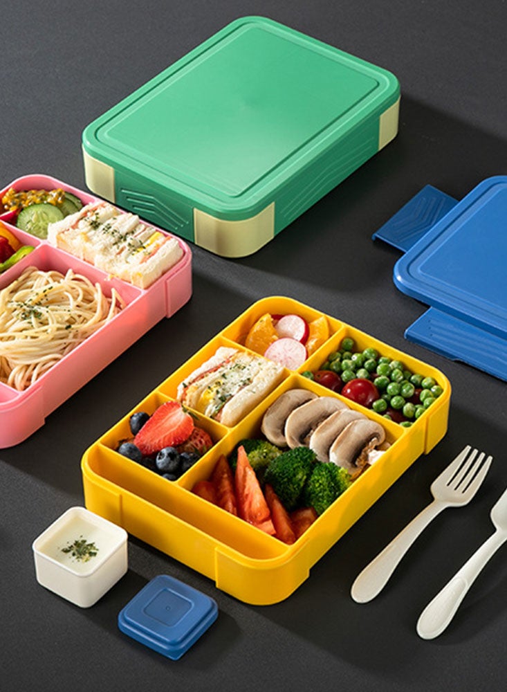 بيرفيي صندوق غداء بنتو مانع للتسريب للأطفال والطلاب، مع أدوات الطعام و5 أقسام وصندوق صلصة للبالغين، 1330 مل - Image 4