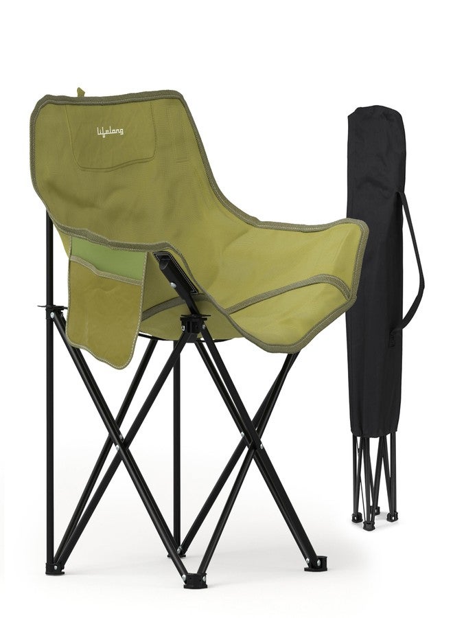 Lifelong Foldable Camping Chair for Travelling | Portable Folding Chair with Back Rest & Side Pocket | Carbon Steel Frame | Durable Oxford Cloth | Indoor Outdoor Chair for Camping & Hiking - Image 1