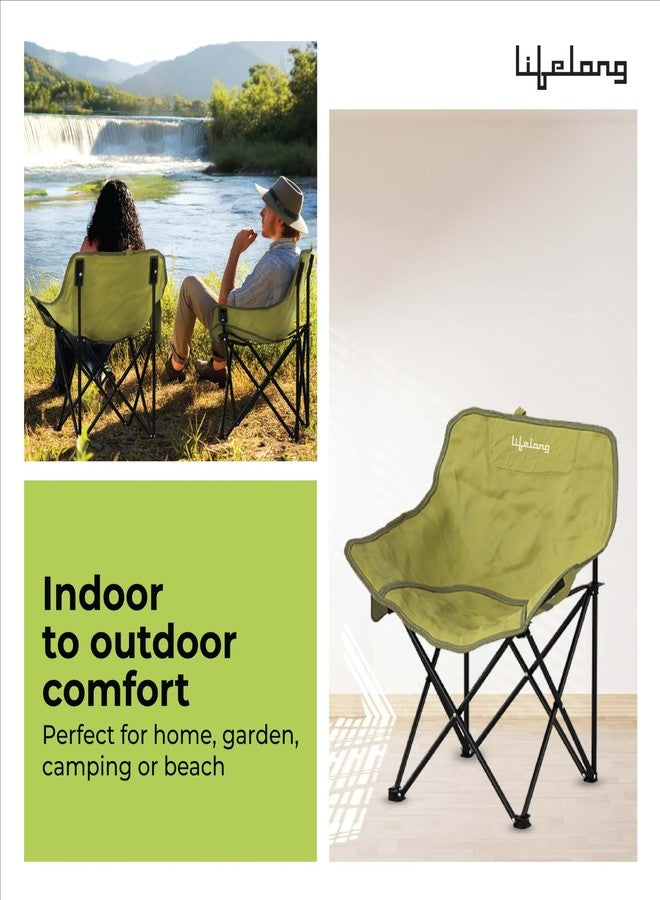 Lifelong Foldable Camping Chair for Travelling | Portable Folding Chair with Back Rest & Side Pocket | Carbon Steel Frame | Durable Oxford Cloth | Indoor Outdoor Chair for Camping & Hiking - Image 2