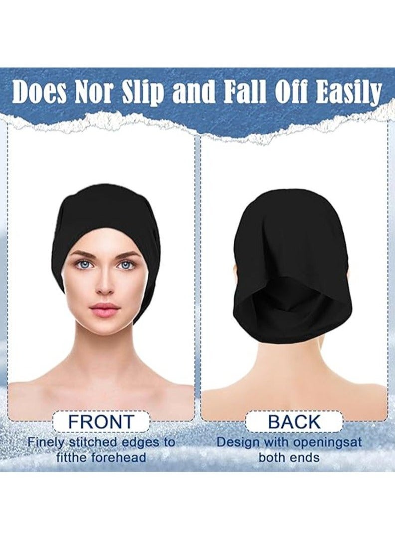 2 Packs Women Hijab Undercap Cotton Tube Cap Hijab Breathable Hijab Cap Underscarf Hijab Scarf for Women Muslim Headscarf Headwrap Black - Image 4