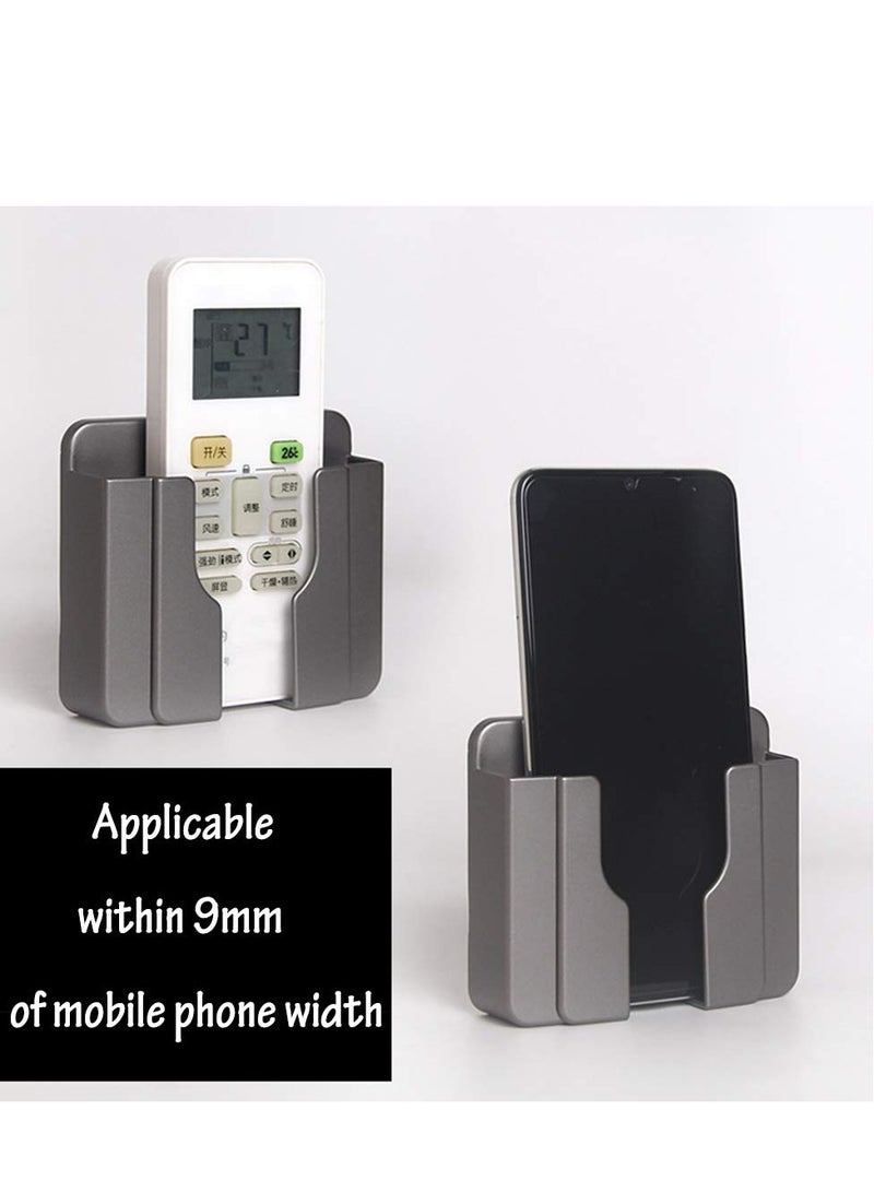 SYOSI 6Pcs Wall Phone Holder, Remote Control Storage Box Charging Rack for Mobile Phone , Wall-Mounted Storage Box for TV Remote Control Air Conditioner Remote Control Phone (White, Grey and Gold) - Image 5