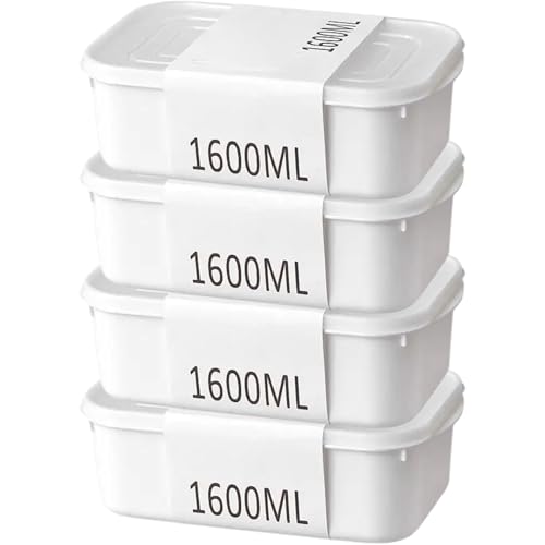 Turbid 4-1600ml Refrigerator Food Storage Containers, PP5 Polypropylene Box, Stackable Commercial Quality Lunchbox with Covers, Durable, Reusable BPA-Free, Microwave, Freezer, Dishwasher Safe. - Image 1