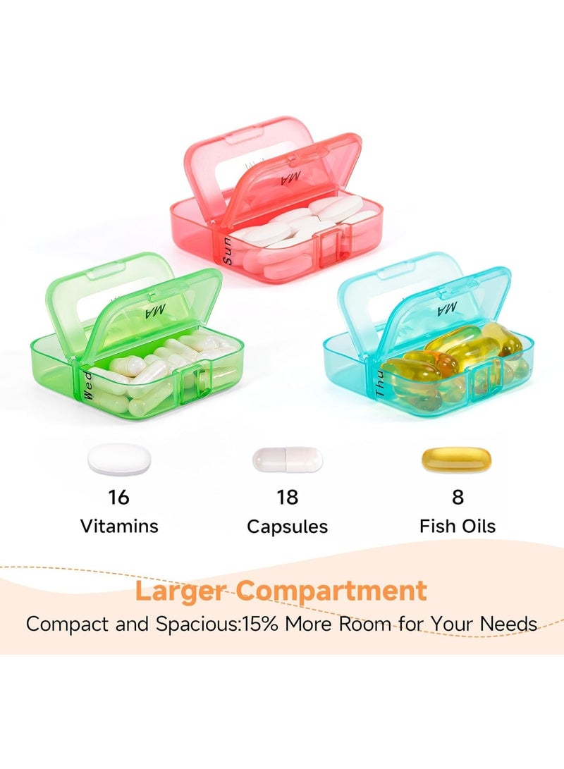 سيوسي Weekly Pill Organizer, 7-Day AM/PM Medication Dispenser with 14 Compartments, Portable Travel Pill Case for Vitamins, Fish Oil, and Daily Supplements, Leak-Proof Design (Clear, 7 Pack) - Image 3