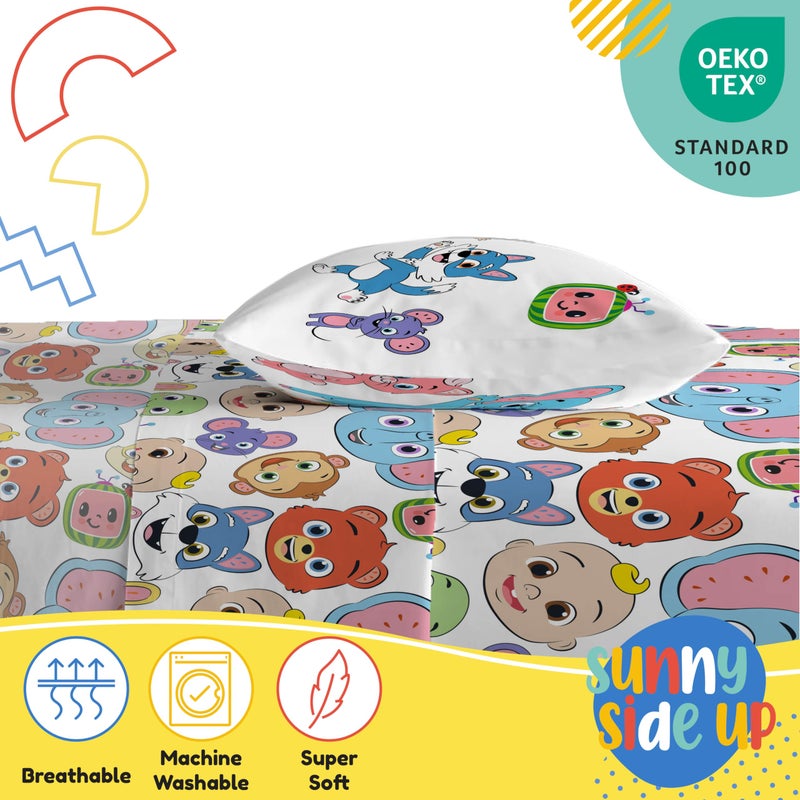 Sunny Side Up Sunny Side Up CoComelon Twin Size Sheeet Set - 3 Piece Kids Animals Bedding Set Includes Pillow Cover - Super Soft Microfiber Sheets  - Image 3