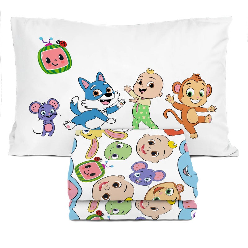 Sunny Side Up Sunny Side Up CoComelon Twin Size Sheeet Set - 3 Piece Kids Animals Bedding Set Includes Pillow Cover - Super Soft Microfiber Sheets  - Image 1
