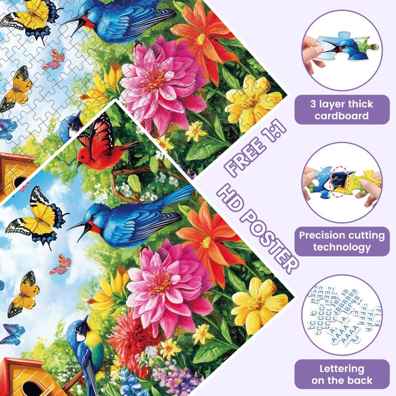 VOLUVOLU 2-Pack 300 Pieces Puzzles For Kids  Farm Dog Puzzles 300 Pieces Spring Flowers Birds Jigsaw Puzzle For Adults  Large Piece Puzzle  Puzzle Toys For Boys And Girls  Family Activity Game Nights Gifts - Image 4