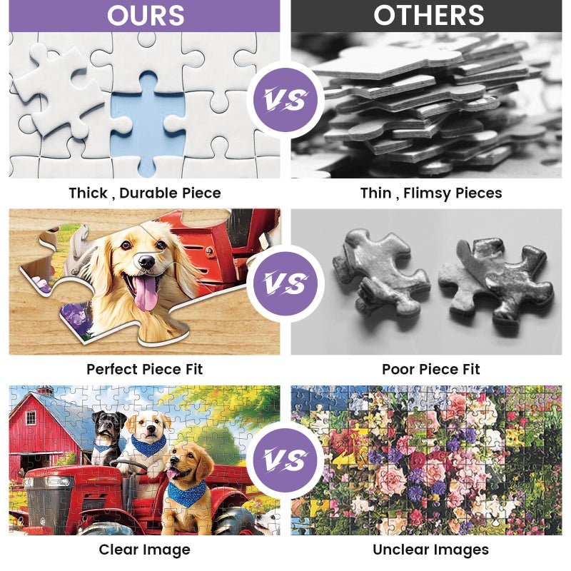 VOLUVOLU 2-Pack 300 Pieces Puzzles For Kids  Farm Dog Puzzles 300 Pieces Spring Flowers Birds Jigsaw Puzzle For Adults  Large Piece Puzzle  Puzzle Toys For Boys And Girls  Family Activity Game Nights Gifts - Image 3