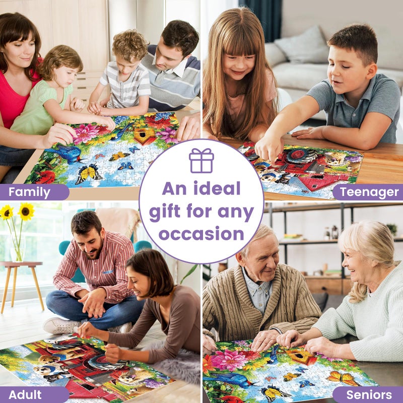 VOLUVOLU 2-Pack 300 Pieces Puzzles For Kids  Farm Dog Puzzles 300 Pieces Spring Flowers Birds Jigsaw Puzzle For Adults  Large Piece Puzzle  Puzzle Toys For Boys And Girls  Family Activity Game Nights Gifts - Image 5