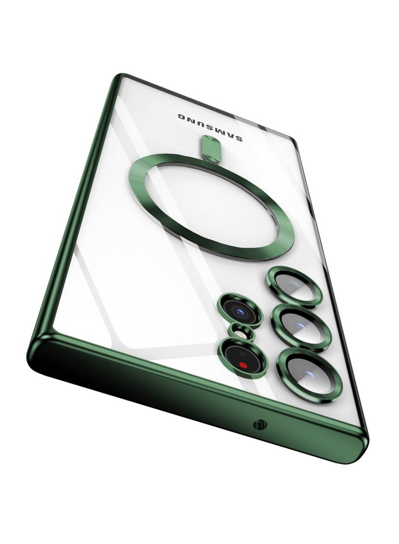 Captaintech SYOSI Magnetic Case for Samsung Galaxy S23 Ultra, Magnetic Clear Case with Camera Lens Protector Slim Thin Soft Case Cover with Plating Anti-Scratch Full Protection (Green) - Image 1