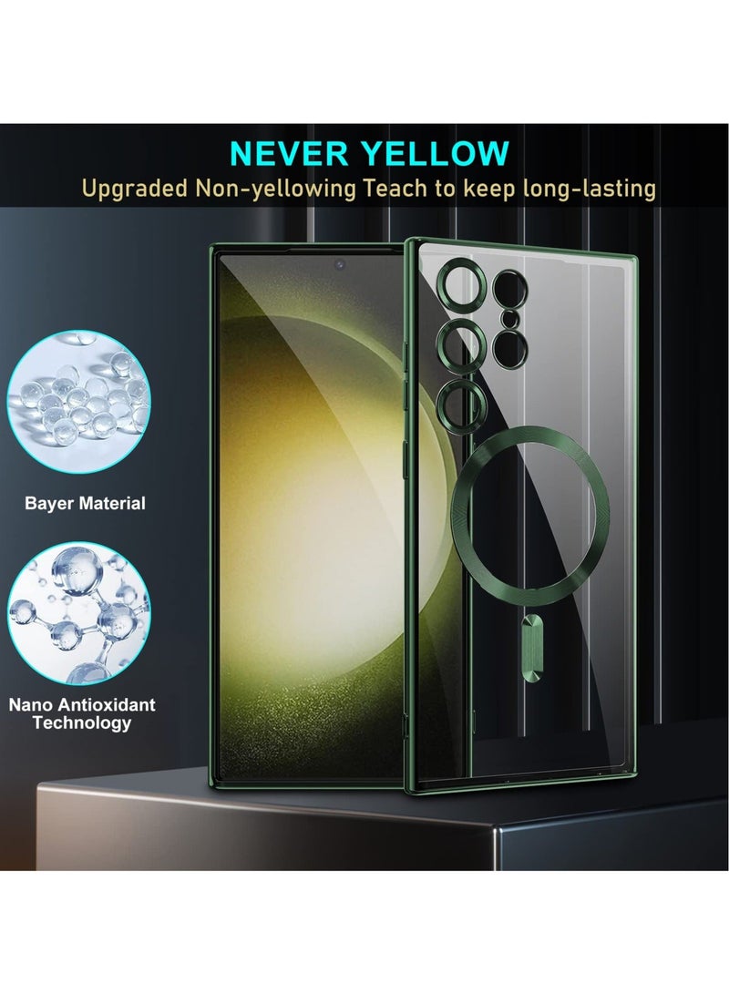 Captaintech SYOSI Magnetic Case for Samsung Galaxy S23 Ultra, Magnetic Clear Case with Camera Lens Protector Slim Thin Soft Case Cover with Plating Anti-Scratch Full Protection (Green) - Image 5