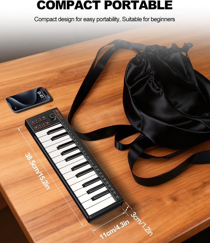 Rhymo Beat Maker Machine with 25 RGB Backlit Beat Pads, TempoPAD USB Portable MIDI Drum Pad Controller, 4 Assignable Knobs, for Beginner Music Production, Black - Image 5