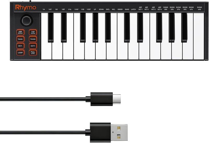 Rhymo Beat Maker Machine with 25 RGB Backlit Beat Pads, TempoPAD USB Portable MIDI Drum Pad Controller, 4 Assignable Knobs, for Beginner Music Production, Black - Image 1