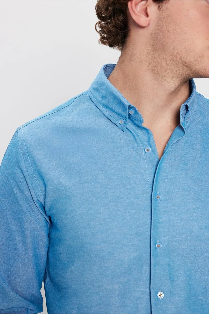 تودورس Slim Fit Long Sleeve Button Down Collar Cotton Easy Iron Plain Men's Shirt