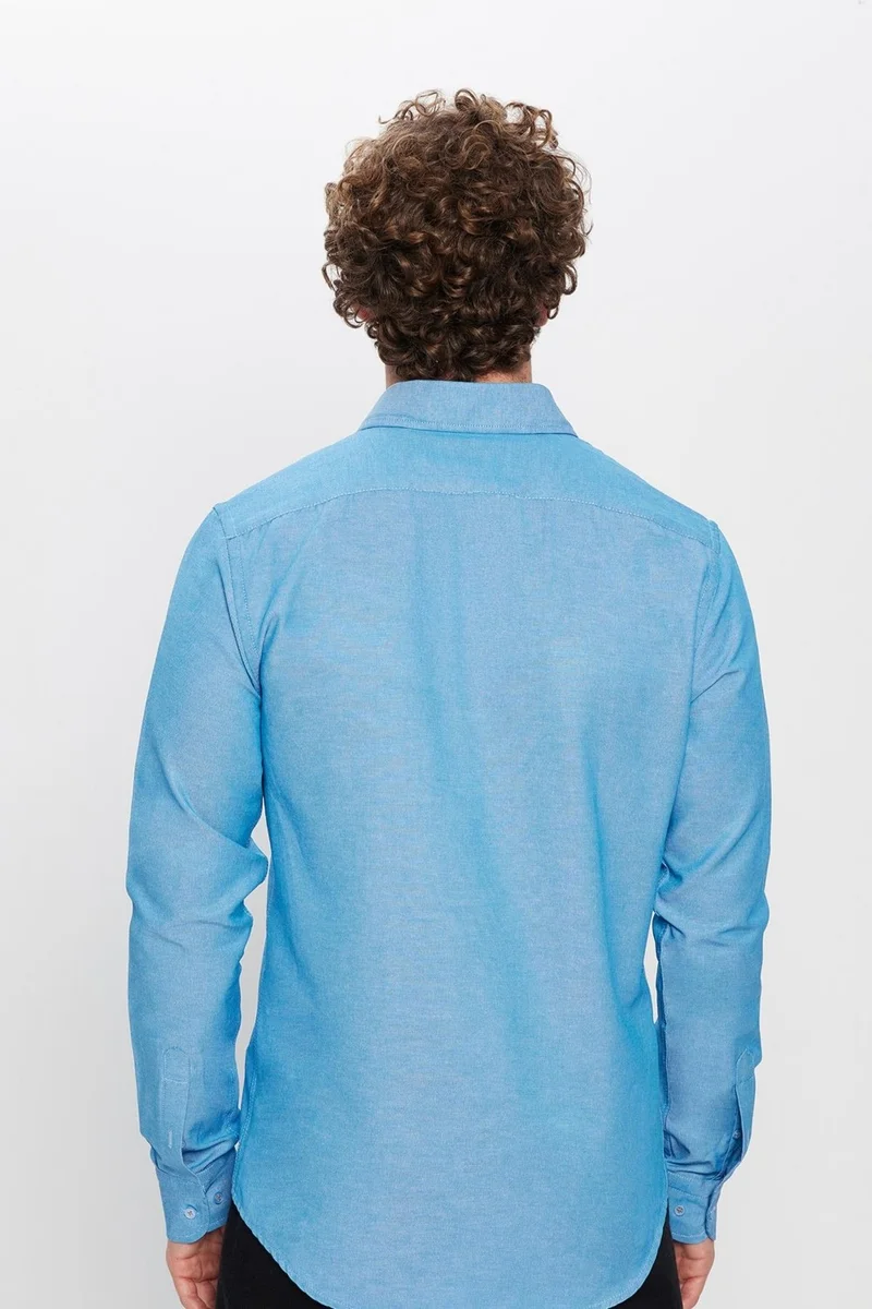 تودورس Slim Fit Long Sleeve Button Down Collar Cotton Easy Iron Plain Men's Shirt