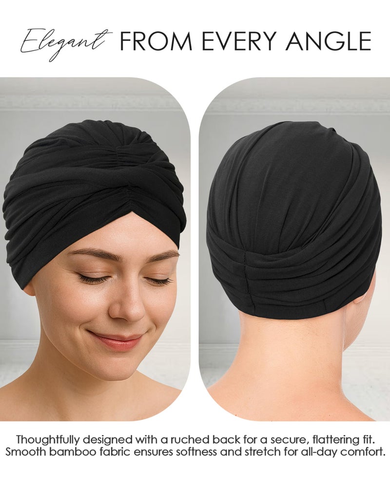 CAPLORD Soft Chemo Headwear for Women Hats for Cancer Patients Head Wraps Alopecia Head Coverings Chemotherapy Must Haves Care Gifts Womens Turbans Cancer Headwear for Women Chemo Beanies Black - Image 5