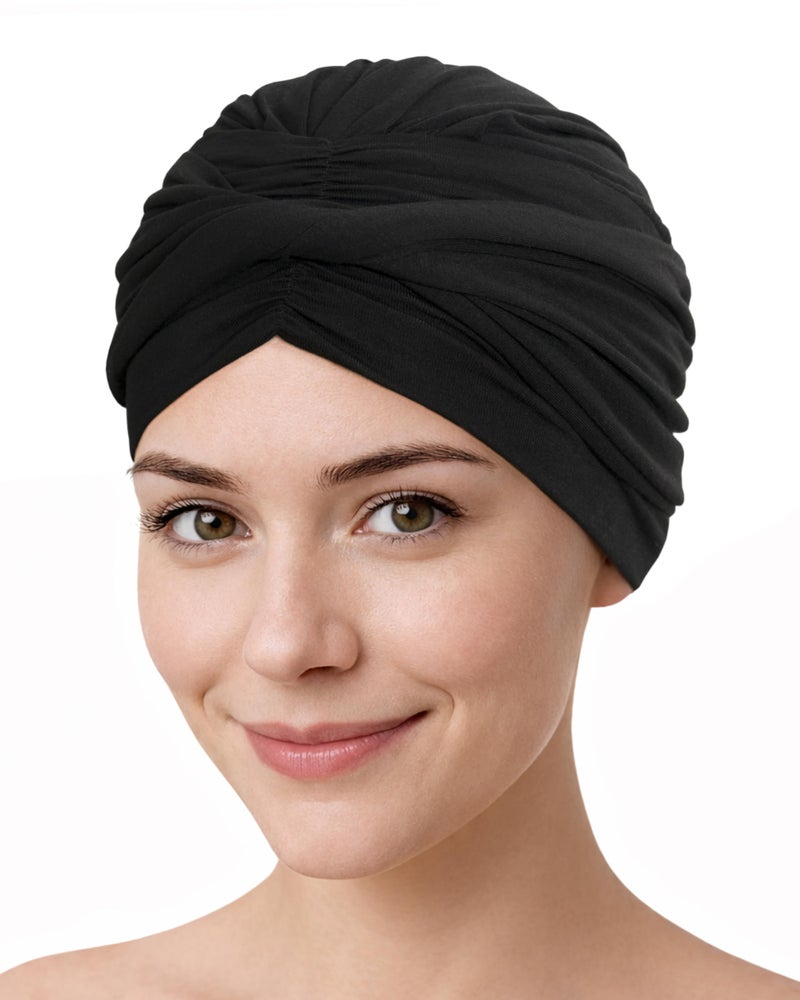 CAPLORD Soft Chemo Headwear for Women Hats for Cancer Patients Head Wraps Alopecia Head Coverings Chemotherapy Must Haves Care Gifts Womens Turbans Cancer Headwear for Women Chemo Beanies Black - Image 1