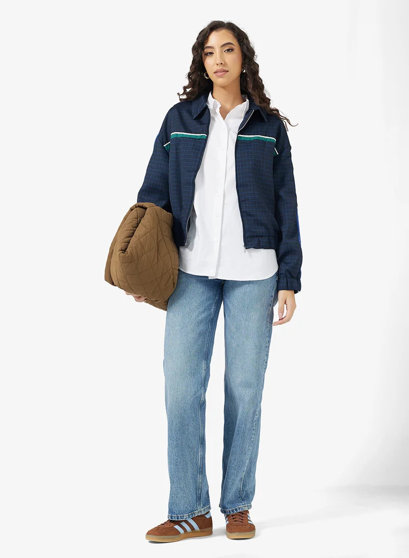 جينجر Contrast Trim Detail Zip Thru Athletic Jacket