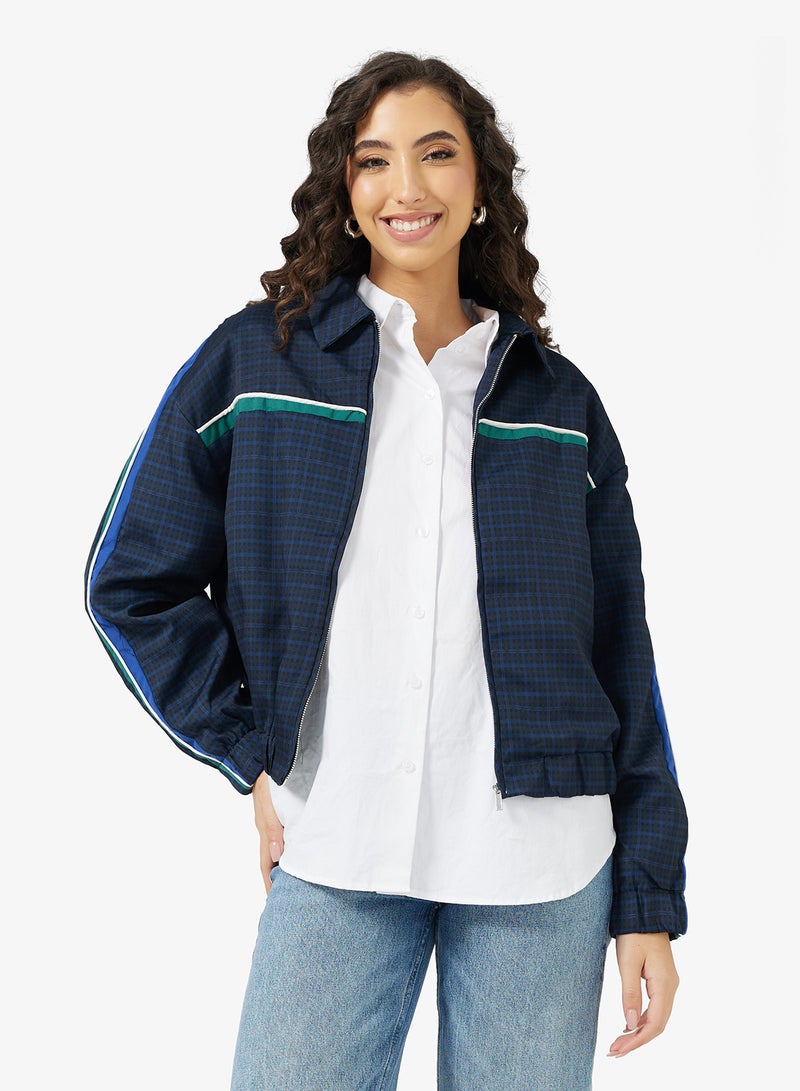 جينجر جاكيت رياضي بسحاب وتفاصيل متباينة - Image 1