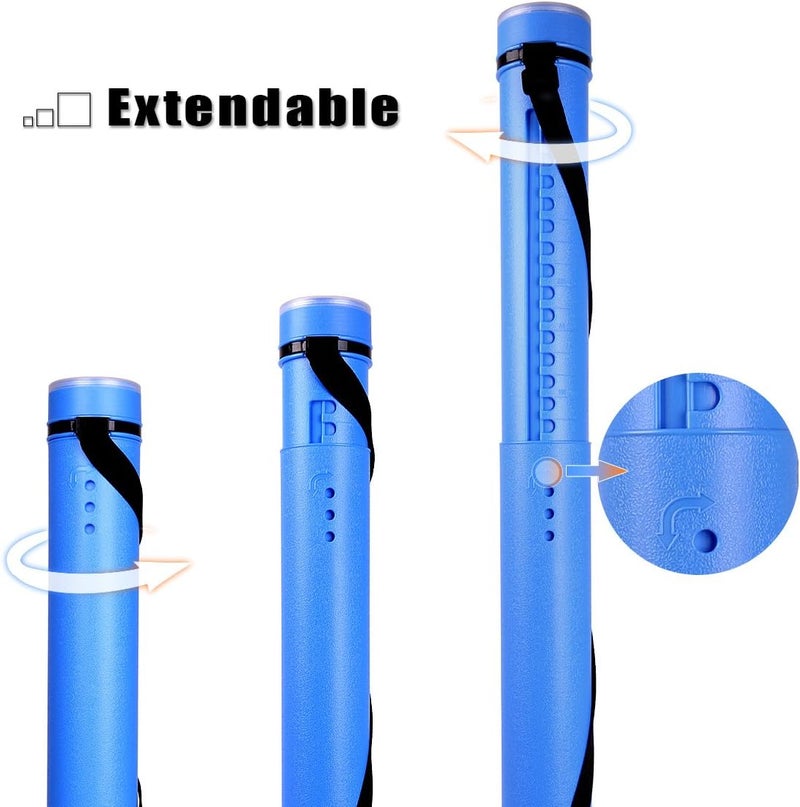 TRANSON Durable Poster Storage Tube with Straps 24"-40" Extendable for Blueprints, Artwork, Maps, Posters Color Blue - Image 3