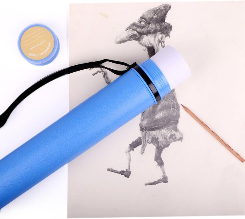 TRANSON Durable Poster Storage Tube with Straps 24"-40" Extendable for Blueprints, Artwork, Maps, Posters Color Blue - Image 5