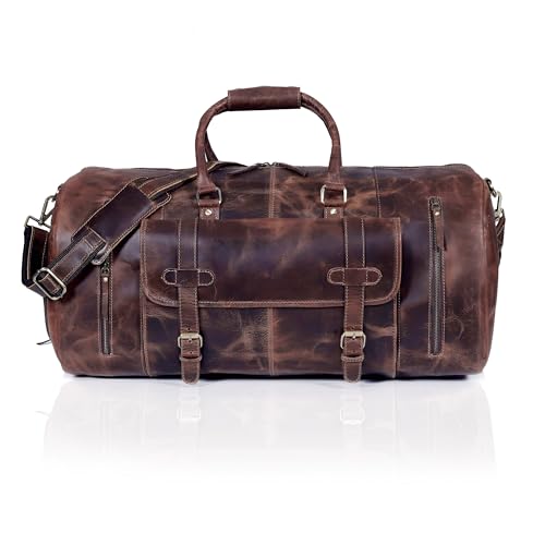 cuero 20 Inch Leather Duffel Bags for Men and Women Full Grain Leather Travel Overnight Weekend Bag Sports Gym Duffel for Men - Image 1