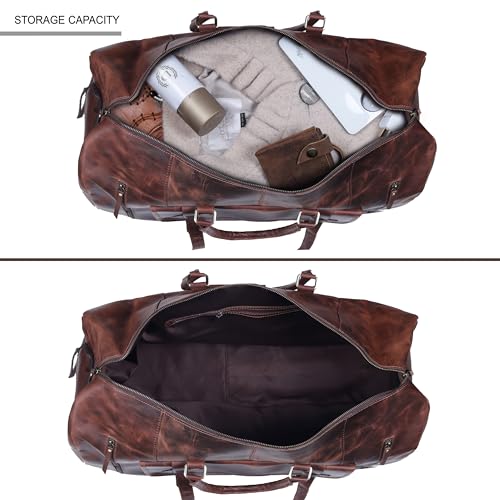 cuero 20 Inch Leather Duffel Bags for Men and Women Full Grain Leather Travel Overnight Weekend Bag Sports Gym Duffel for Men - Image 4
