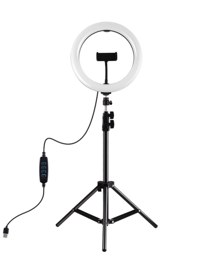 حلقة إضاءة LED قابلة للتعتيم مقاس 12 بوصة للتصوير الفوتوغرافي مع حامل إضاءة ثلاثي القوائم باللون الأسود