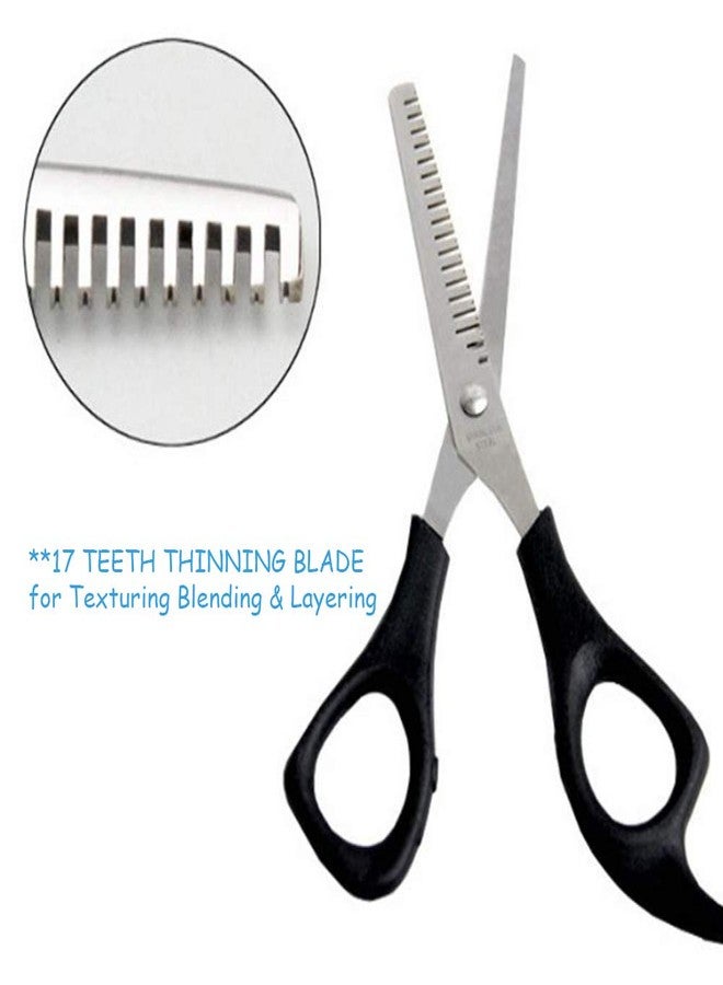 WOWITIS Hair Cutting Scissors Thinning Teeth Shears Set with Hair Comb-Black Barber Razor Edge Scissors Stainless Steel Barber Hairdressing Salon Hair Cutting Shears,Hair Cutting Kit for Kids Men Women - Image 3