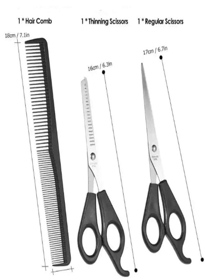 WOWITIS Hair Cutting Scissors Thinning Teeth Shears Set with Hair Comb-Black Barber Razor Edge Scissors Stainless Steel Barber Hairdressing Salon Hair Cutting Shears,Hair Cutting Kit for Kids Men Women - Image 5