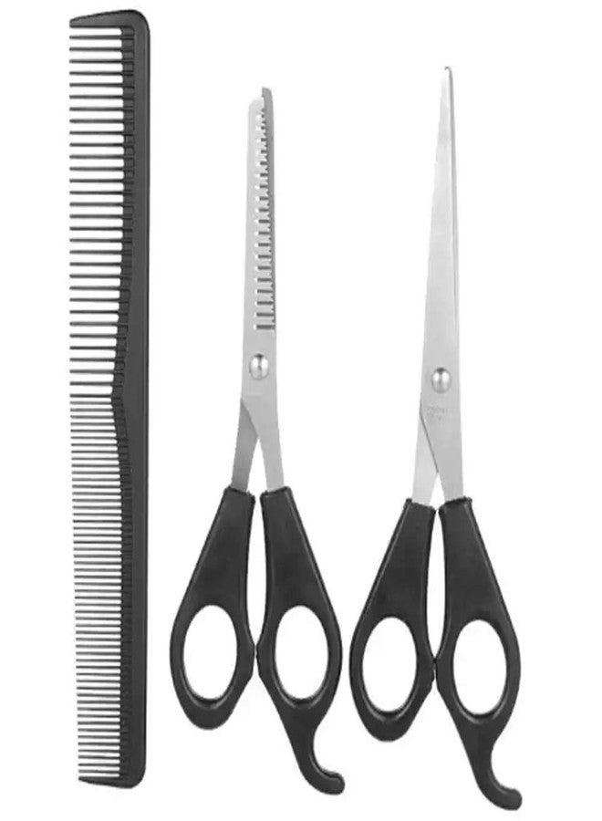 WOWITIS Hair Cutting Scissors Thinning Teeth Shears Set with Hair Comb-Black Barber Razor Edge Scissors Stainless Steel Barber Hairdressing Salon Hair Cutting Shears,Hair Cutting Kit for Kids Men Women - Image 1