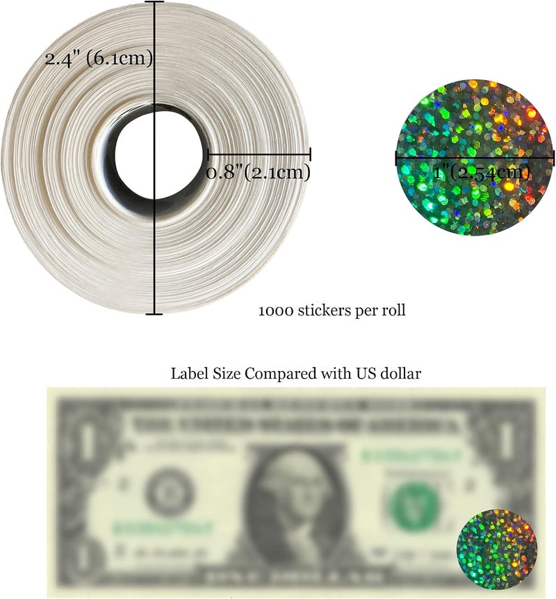MR-LABEL Mr- Label – 1" Round Scratch Off Stickers – DIY Stickers for Gender Reveal | Reward Programs | Scratch Tickets (Holographic-Dots, 1000 Pcs) - Image 2