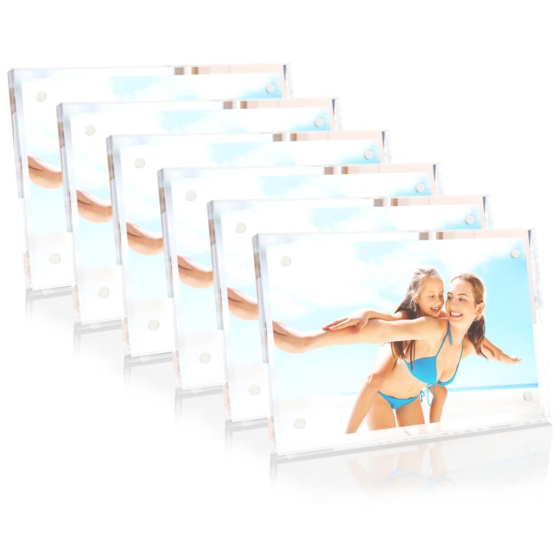HELPLEX إطارات صورة Helplex 6 حزمة 6 × 8 بوصة إطار صورة أكريليك واضحة 6 × 8 إطارات صور مغناطيسية جاهزة لعرض الطاولة حماية الصور بشكل فعال من التلاشي والصفراء - Image 1
