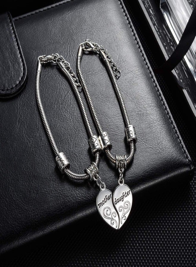 YEEQIN 2PCs Matching Heart Mother Daughter Bracelets Mother Daughter Jewelry Set Gift for Mom or Daughter - Image 3