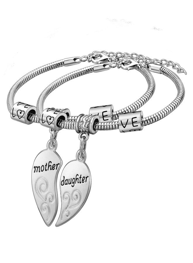 YEEQIN 2PCs Matching Heart Mother Daughter Bracelets Mother Daughter Jewelry Set Gift for Mom or Daughter - Image 5